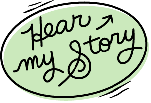 hear my story illustration button
