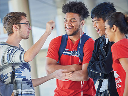 A group of students talking.