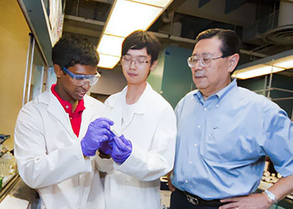 STEM students working with a professor