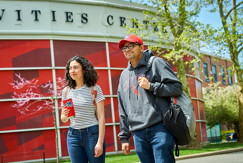 students walking on campus